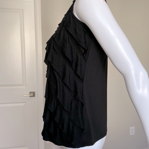 Black Diagonal Ruffle Spaghetti Tank - Picture 7 of 8